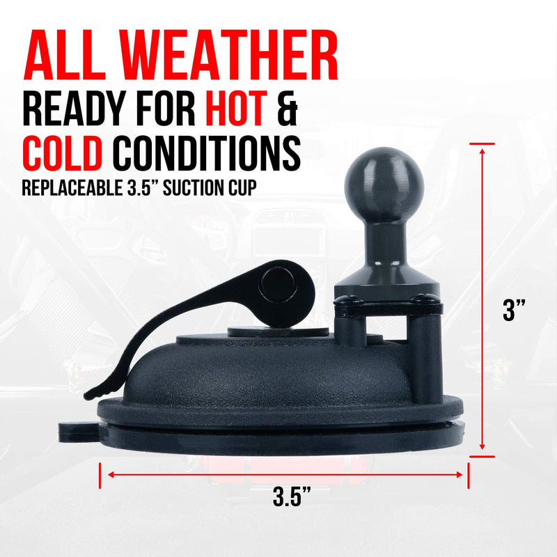 Tackform Heavy Duty Suction Cup Mount with 20mm Ball | Aluminum and ABS Plastic | Large 3.5" Suction Cup