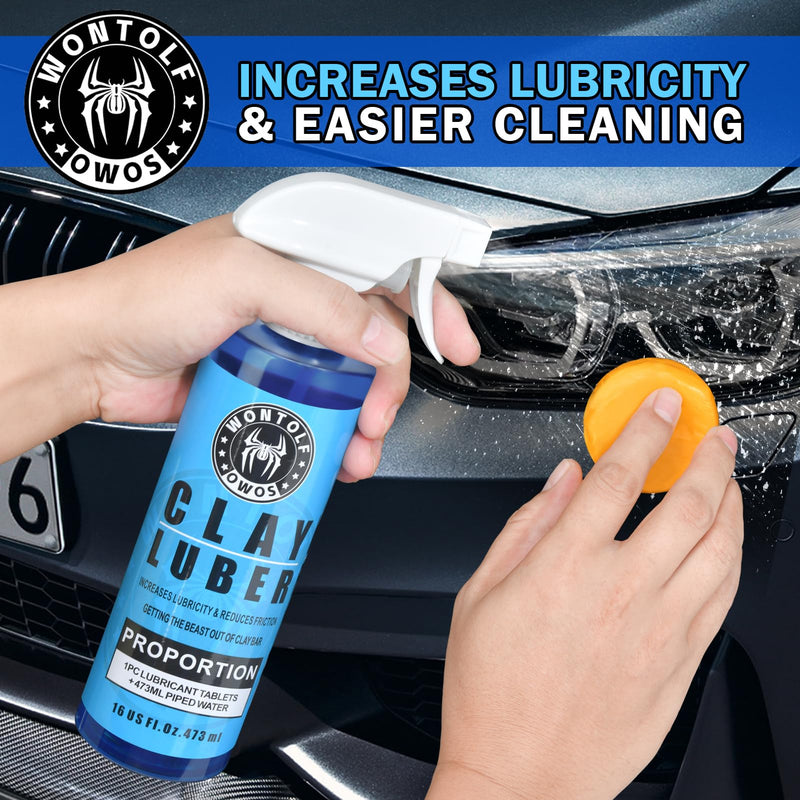 Car Clay Bars Auto Detailing and Clay Luber Synthetic Lubricant Kit, 4 Clay Bars, Clay bar Lubricant Tablets 10 Pack(1pc=16 fl oz), Spray Bottle and Microfiber Towel for Car Detailing Cleaning Clay Bar Kit