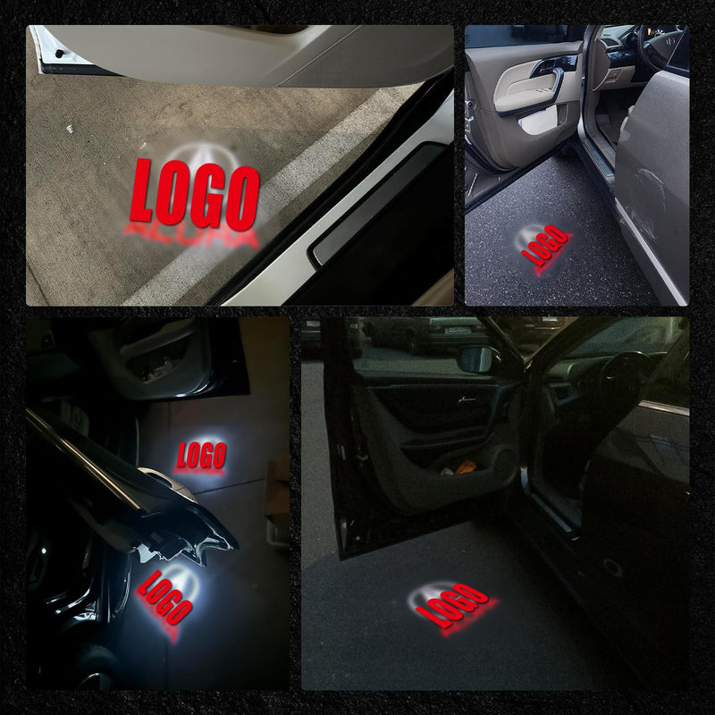4 Pack Car Led Door Light Logo Projector Compatible with RLX/MDX/ZDX/TLX/TL/RDX Series, HD Welcome Lights Never Fade Door Light LED Puddle Light (Red White) Red White