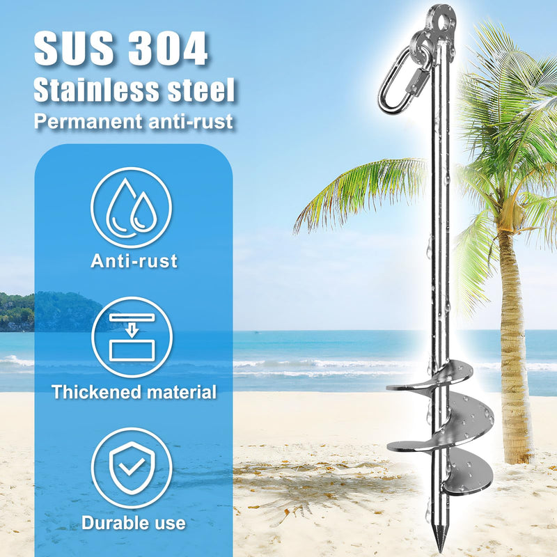 SELEWARE Sand Anchor for Boats 304 Stainless Steel Screw in Boat Anchor | Boat Sand Anchor with Removable Handle & Storage Bag, Shallow Water Boat Anchor for Pontoon, Jet Ski, Kayak, Beach, Sandbar 17"