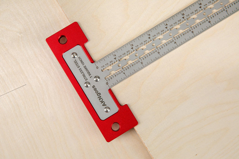 Precision Scriber T Square Ruler, T Square with Support Lips, Built in Scribe Notches, Stainless Steel Architect Ruler for Carpenter Work, Layout and Measuring Tools - 12inch 12 Inch