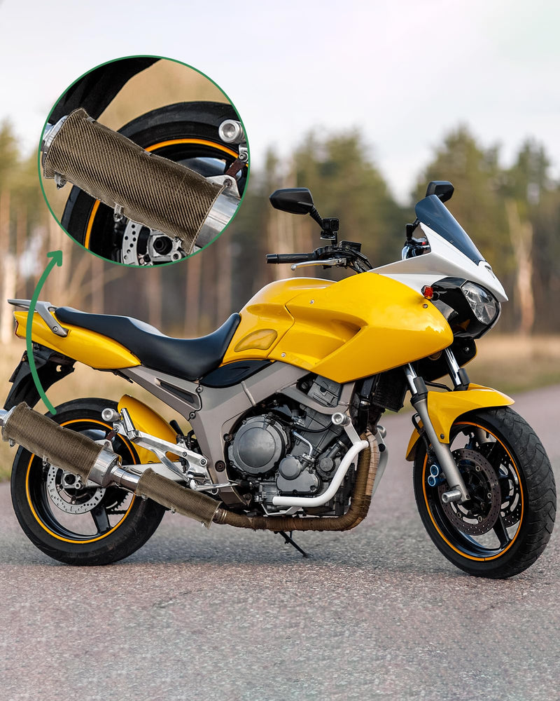 Titanium Pipe Shield with Gloves, Exhaust Heat Shield 12" x 6", 2 Layer Motorcycle Exhaust Heat Shield, Muffler Heat Shield Exhaust Wrap Pipe Heat Insulation Protection up to 1350°F