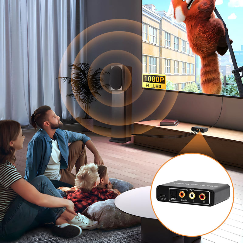HDMI ARC to Optical Audio Adapter,ARC Audio Extractor HDMI to Coaxial Cable Adapter for TV,Analog 3.5mm L/R Stereo Extractor