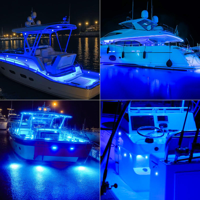 12Pack DC12V 3" Round Marine Boat LED Navigation Lights Stern Anchor Transom Deck Courtesy Light Interior Lamp Waterproof for Pontoon Kayak Sailboat Fishing Boat - Blue