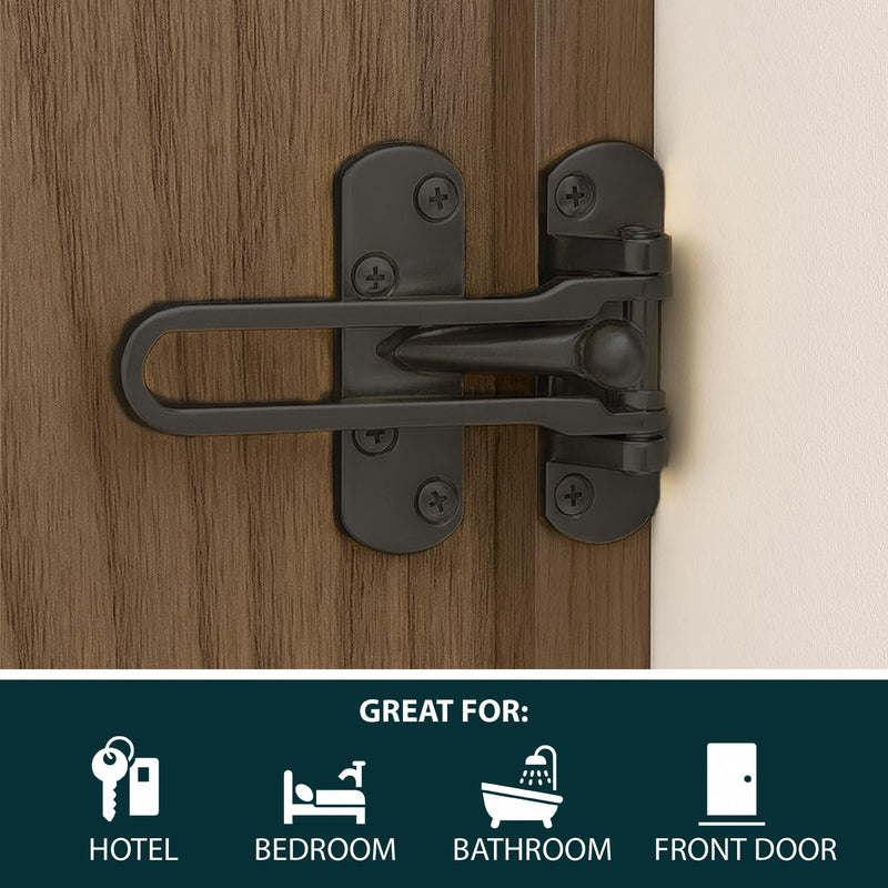 Mega Handles Safety Door Lock 2026 Version, Heavy-Duty Zinc Alloy 4.2" Door Lock, Swing Bar Door Guard, Safety Childproof Reinforcement Door Stopper for Kids (Matte Black) 1 Pack Matte Black
