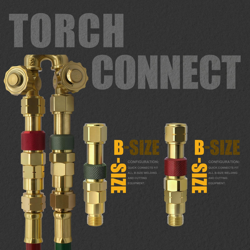 ‎AWLOLWA QDB10 Oxy Acetylene Quick Connects Set, Fit 9/16"-18 B Fittings, Hose to Torch Quick Connect, brass, with Check Valves