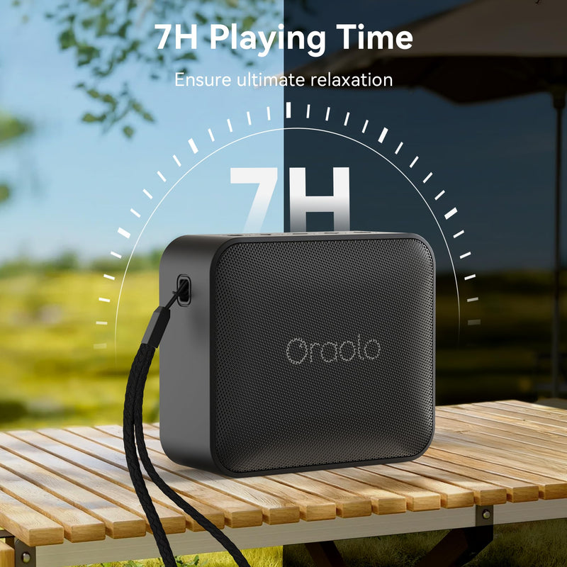 Oraolo Bluetooth Speaker, IPX7 Waterproof Portable with Stereo Sound, Bluetooth 5.4, TWS Pairing, Support AUX/TF Card, Small Wireless Speaker for Home, Shower, Outdoors, Travel, Black