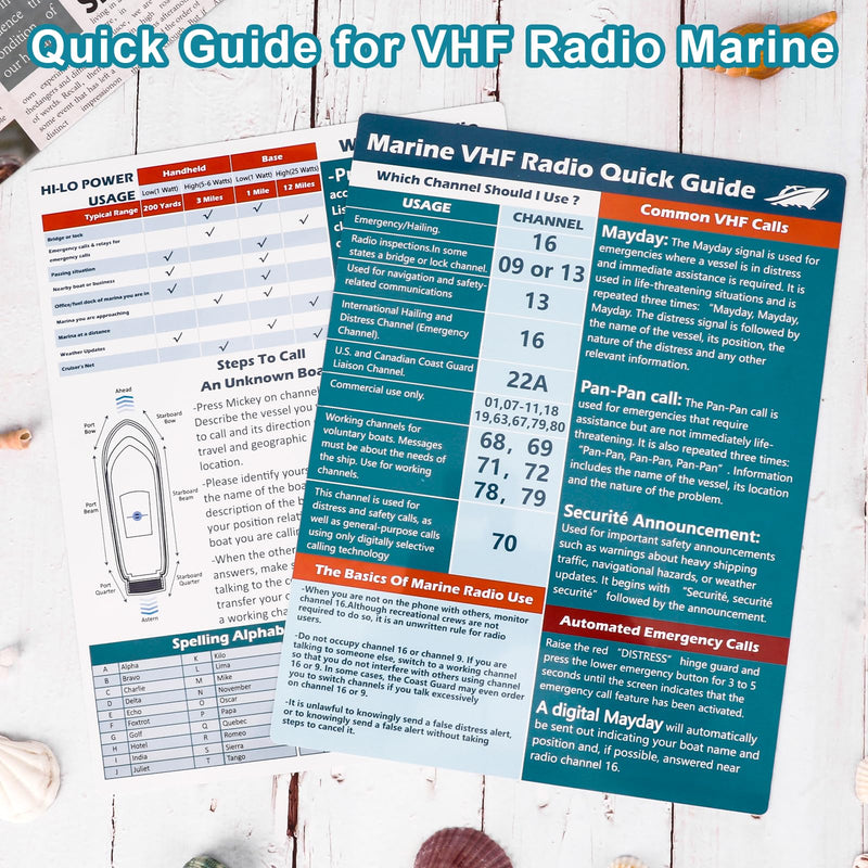 3 Pcs VHF Radio Marine Quick Guide Chart 8.5×11 inch Boating Reference Card Letter Size Boat Accessories Sailing Gift Boat Gift Boat Must Haves for Men Ship Fishing Improved Safety Two-Way Radio (3) 3