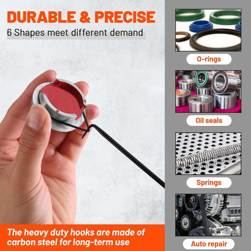 ValueMax Pick and Hook Set, Precision Pick Set with Tool Bag, Perfect for Automotive/Electronic Repair, O-Ring/Oil Seal Gasket Puller and Remover(6PCS)