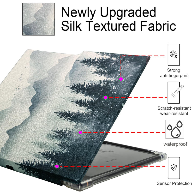 Transparent TPU Back Case Designed for Boox Note Air 5 C (2025 Released) Slim Shockproof Cover with Enhanced Auto Wake/Sleep, Built-in Pen Holder, Magnetic Closure (Forest Mountains) Forest Mountains