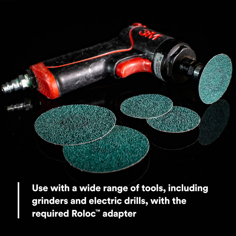 3M Green Corps Roloc Disc 36526, 60 Grit, Quick Change, Heavy Duty, Grinding, Coating Removal, 2 in, 25 Discs/Carton 40+ Grit