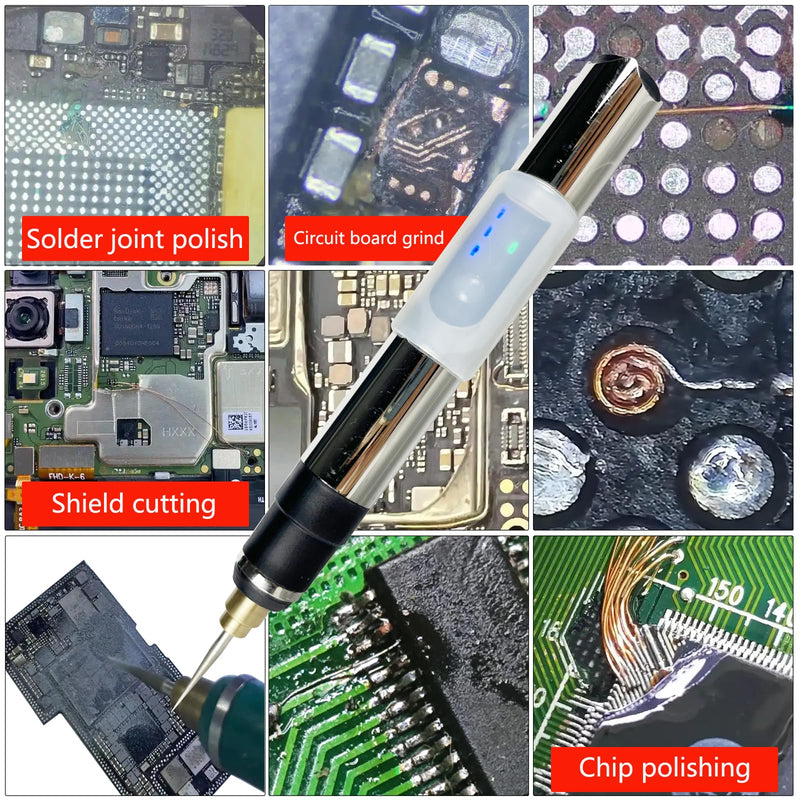 Circuit Board Grinder Chip Grinding Pen Damaged Screw Removal for Cellphone Microcircuit Grinder Cell Phone Repair Tool Rechargeable 11 Grinding Heads 3 Speed Adjustable