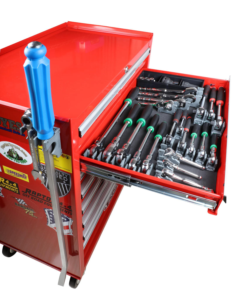 Magnetic Ratchet Organizer/Holder -Horizontally or Vertically-Patented-Tool Tray/Rack/Shelf for Ratchet, Wrench, Pry Bar, Breaker Bar, Extension Storage Box Drawer Panel (Black) Black