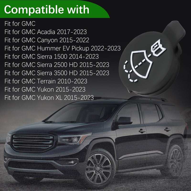 12767700 Windshield Wiper Washer Fluid Reservoir Cap, Tank Bottle Cap Fit for 2010-2016 GMC Chevrolet Buick Cadillac, Car Wiper Bottle Cover Replace 13227300 19172571 12788573 4563292 one piece