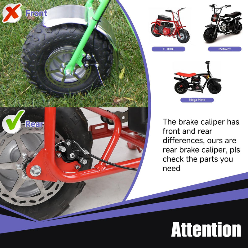 Mini Bike Brake Caliper Lever Kit Compatible with Monster Mega Moto MMB80 105cc Coleman CT100U CC100X Baja DB30 Motovox MBX10 MBX11 Predator 79cc 97cc100cc Engine Parts with 60" Brake Cable Black
