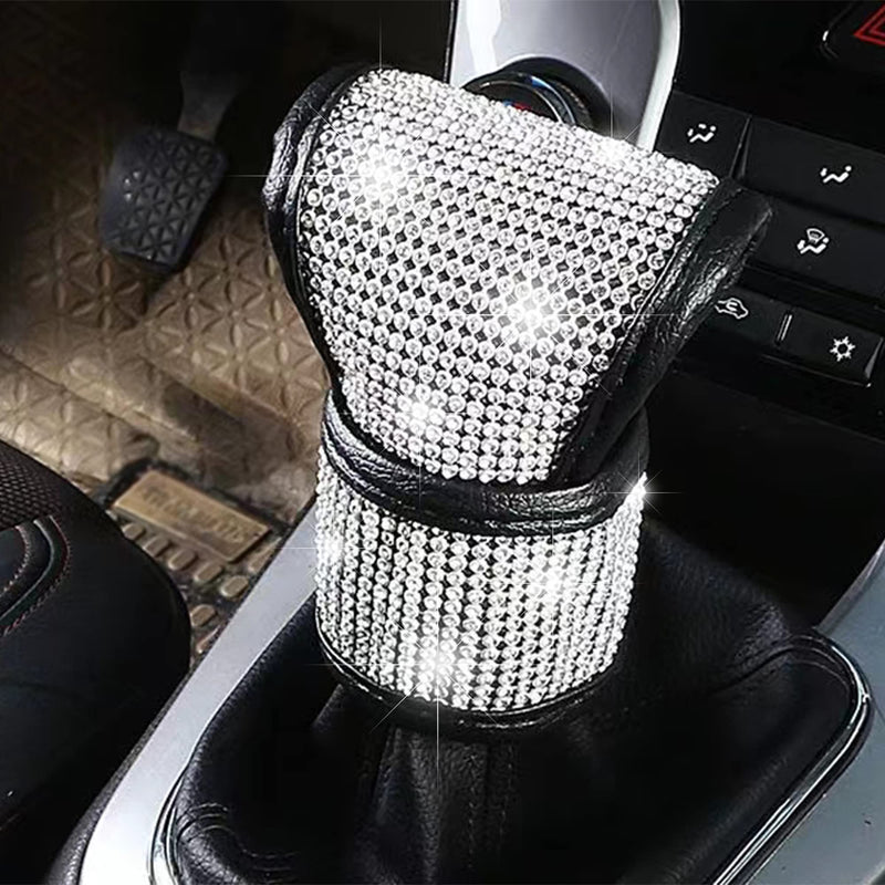 Crystal Auto Gear Shift Cover Bling Car Accessories,Universal Car Knob Gear Stick Protector from Scratching with Rhinestone Covers Car Decor Accessories for Women(Bling-003)
