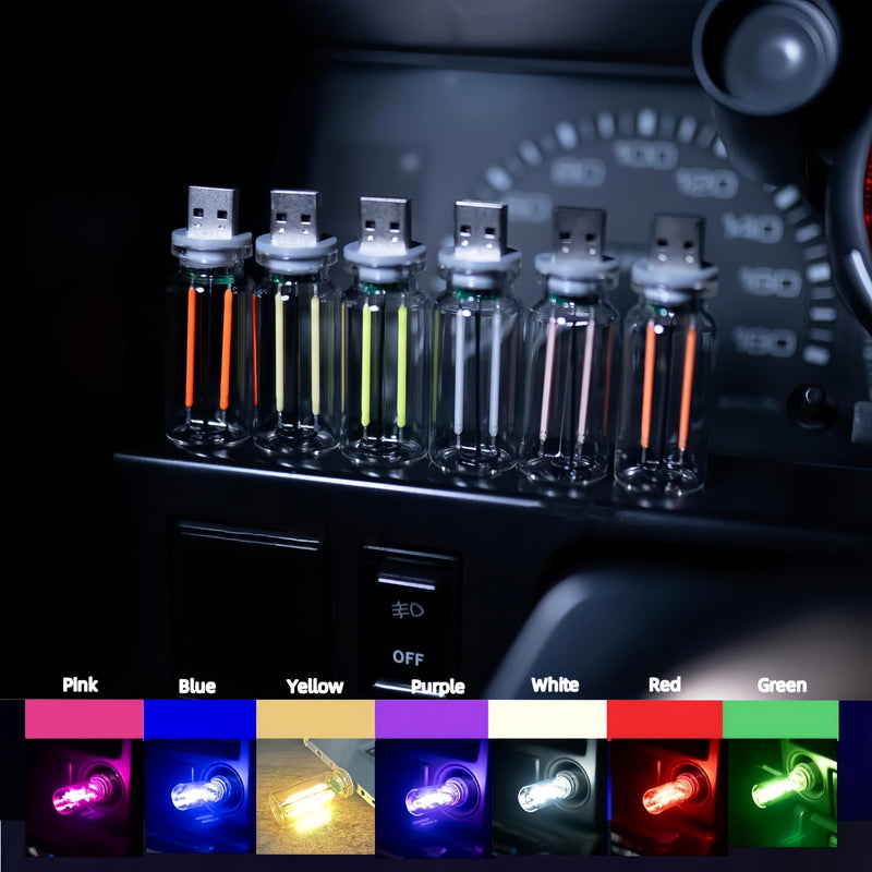 Innovative USB Nightlight: New Touch Bedside & Car Atmosphere Light, Ceramic LED Glass Bottle – Perfect for DIY Romantic Mini Decor （Blue Light） Blue light