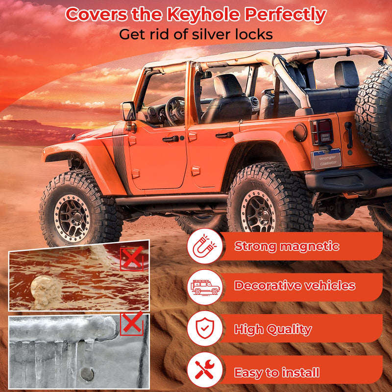 Strong Magnet Keyhole Covers Compatible with 2018-2025 Jeep Wrangler JL and Gladiator JT Front Door, Door Lock Covers for Keyhole Protection (Classic) Classic