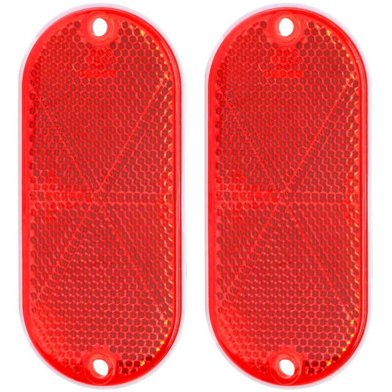 2 Pack Oval Reflectors, Self Adhesive Red Reflectors Drill Mount Amber Reflectors, Quick Mount SAE Reflectors for Trailers Driveways 2