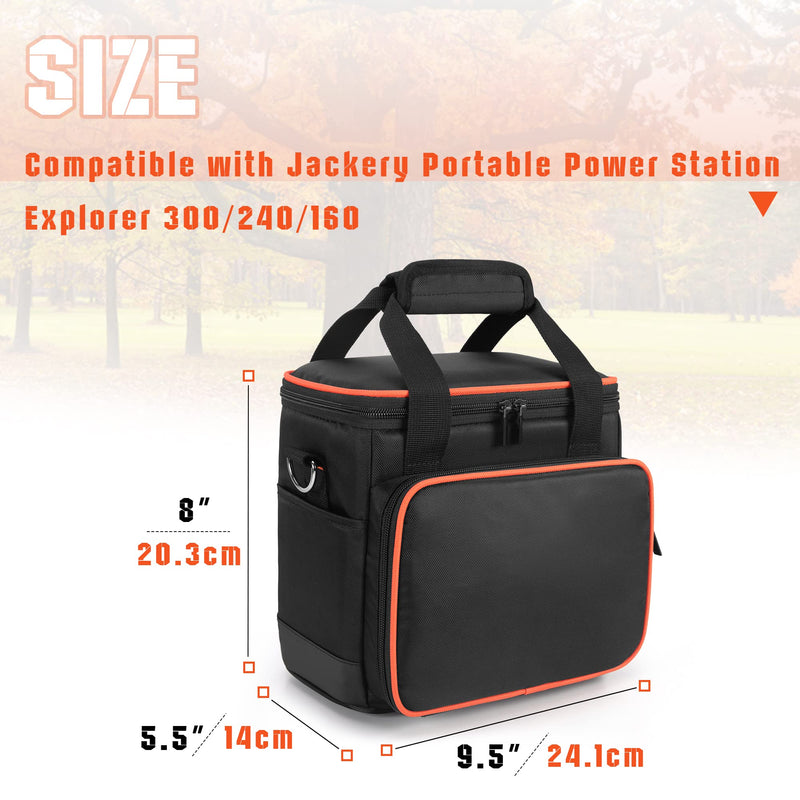 Trunab Travel Carrying Bag Compatible with Jackery Explorer160/240/300, Portable Power Station Storage Case with Waterproof Bottom and Front Pockets for Charging Cable and Accessories Small(Fits 160/240/300W)