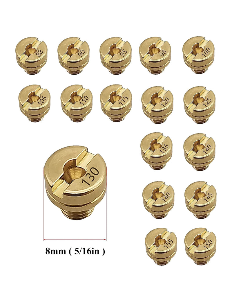 YAMAKATO 16pcs Carburetor Jet Kit Main Jets for Mikuni VM22 VM24 VM26 125cc 150cc 200cc 250cc for Mini Bike Dirt Bike Pit Bike ATV 88 90 95 98 100 105 110 115 120 125 130 135 140 145 150 155 M5*0.75 VM22 jets