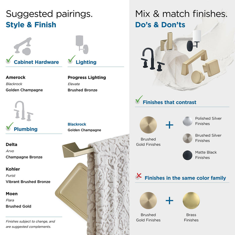 Amerock BH36001BBZ | Golden Champagne Pivoting Double Post Toilet Paper Holder | 9-5/16 in. (237 mm) Toilet Tissue Holder | Blackrock | Bath Tissue Holder | Bathroom Hardware | Bath Accessories