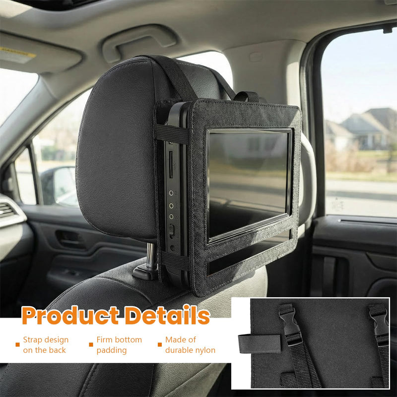 Car DVD Player Headrest Mount Holder, Portable Auto Video Player Headrest Holder with Adjustable Straps, Vehicle Backseat Mount for 9" to 10" Swivel & Flip DVD Players