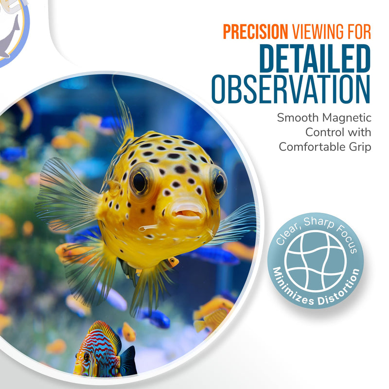 Flipper DeepSee 4" Magnetic Aquarium Viewer – Optical-Grade Magnifying Lens for Glass & Acrylic Tanks up to 5/8" Thick – Hands-Free Underwater Viewing for Fish, Corals & Aquarium Photography – Clear STD 4"