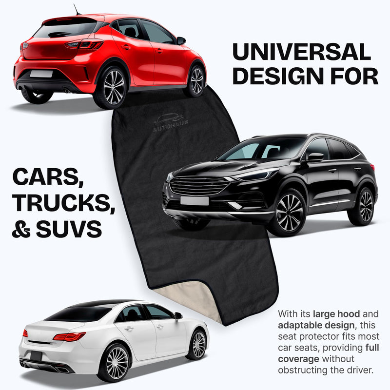 Sweat Towel Car Seat Cover – Terry Cloth Waterproof Sweatproof Protector for Gym, Sweat, Pets – Quick-Dry Washable Universal Fit Front Car Seat Towel Cover for SUVs, Trucks, Jeep Black