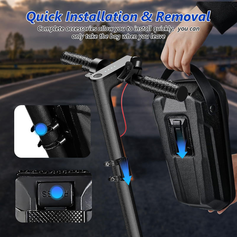 flintronic Scooter Storage Bag, 2L Large Capacity Scooter Handlebar Bag, EVA Handlebar Waterproof Front Bag for Carrying Phone, Wallet, Repair Tools, Charger Tools
