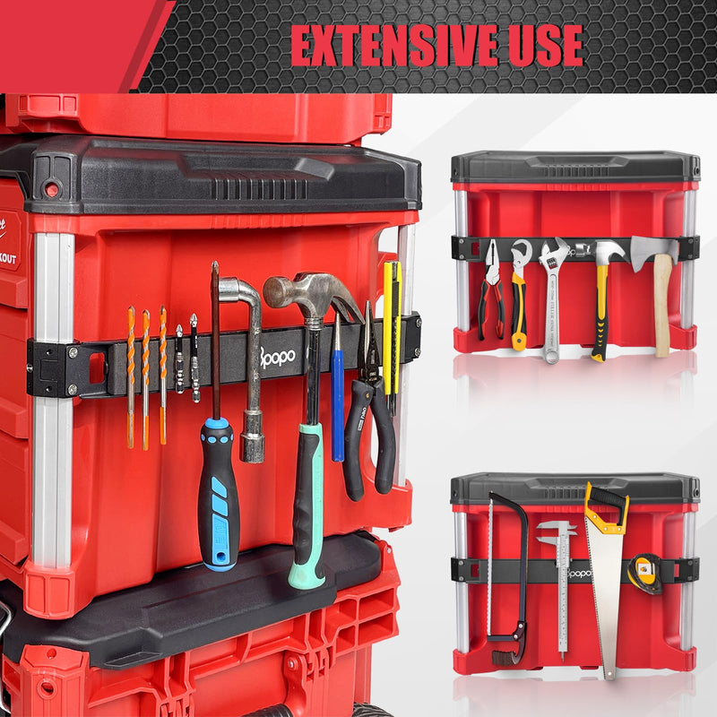 Magnetic Bar Mount Fits for Milwaukee Packout Toolbox, Powerful Magnet Tool Holder Strip Work on Packout Rails, Keeping Tools Handy Fashionable
