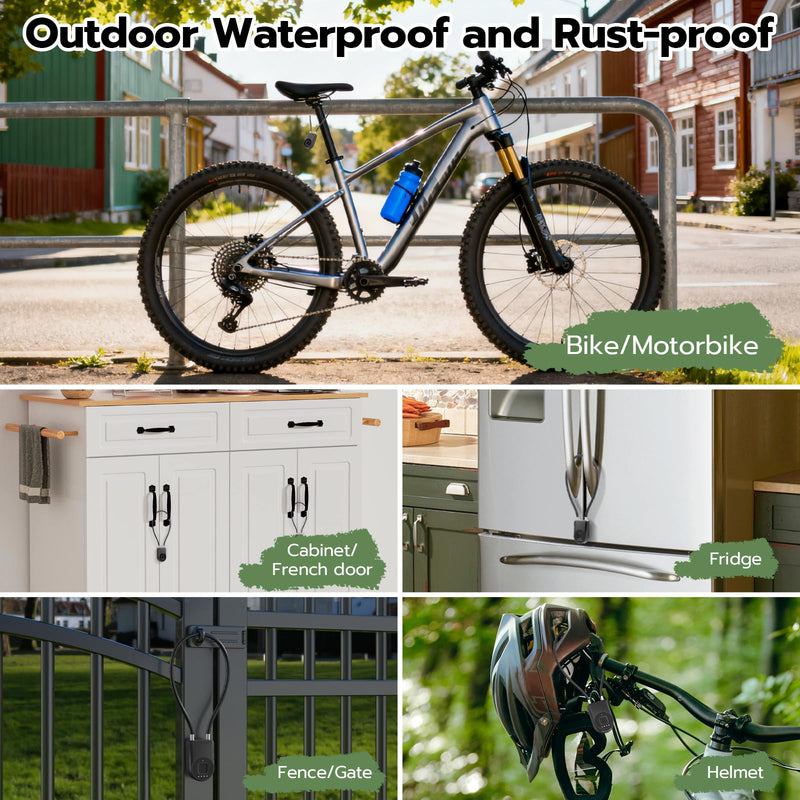 eLinkSmart Fingerprint Padlock, Fingerprint Cable Lock with Bluetooth APP Contral, 15'' Waterproof Keyless Smart Cable Lock Heavy Duty Anti Theft for Bike, Outdoor, Fridge, Gate, Fence, Black Black 15'' long