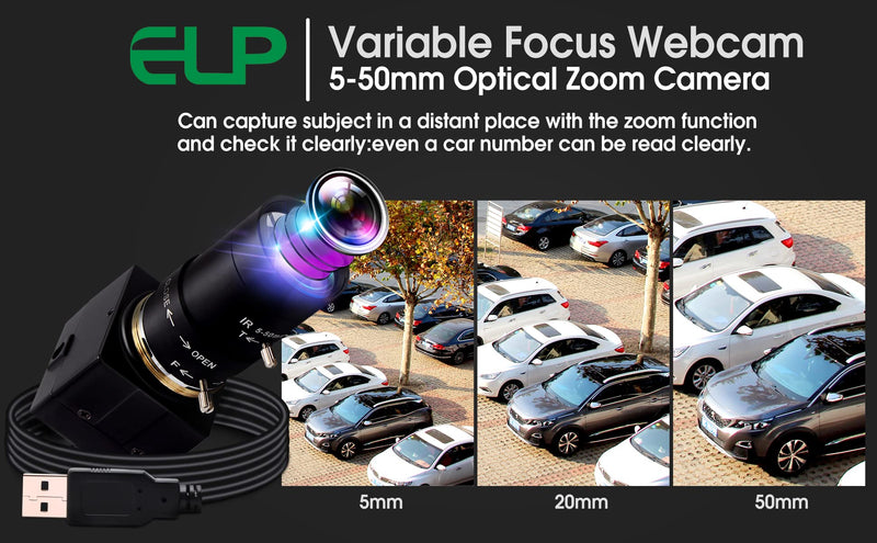 ELP 5-50mm Varifocal Lens 1080P USB Camera with H.264 High Definition Sony IMX323 Webcam for Android Linux Windows Industrial Video
