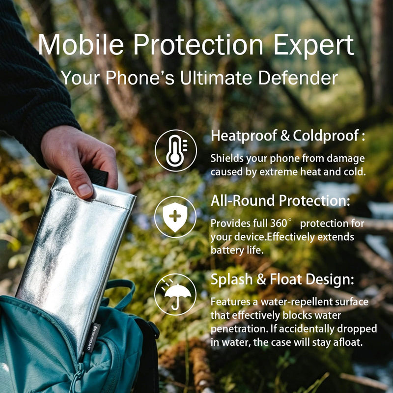 Thermal Phone Case,Prevent OVERHEATING in The Sun, Prevent Lower Temperatures to Extend Battery Life, for iPhone 15Pro/16/16Pro/17/17Pro/Samsung Galaxy and Similar Sized Phones (Silver, Medium) Silver