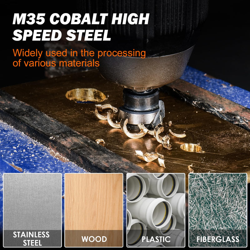 THINKWORK M35 Cobalt Spiral Flute Step Drill Bit Set, 5 Pcs Single Size HSS Step Bits (1/8"-3/4"), Small Size EDC Unibit with 1/4" Shank Step Bits for Metal, Aluminum, Steel, Wood Plastic (1/8"-3/4")5Pcs