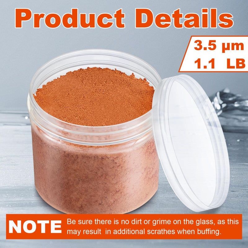 1.1 Pound Cerium Oxide Polishing Powder with 1 Plastic Bottle 3.5 Um Cerium Oxide High Grade Polishing Compound Glass Scratch Remover for Repair Buffing Ceramics 1.1 Pound
