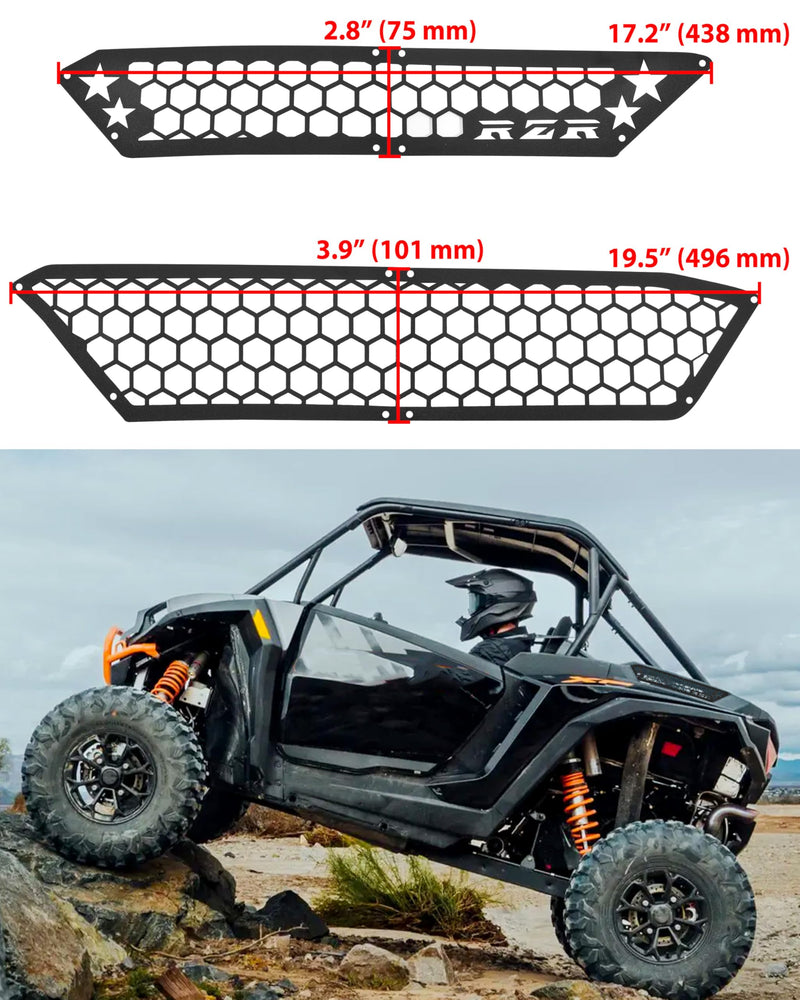 KEWISAUTO Air Intake Cover Black Aluminum Combined Mesh Engine Side Vent Grill Filter-Air Inlet Protection Cover Bezel for Polaris RZR XP / XP4 1000 2024 2025 Accessories (4PCS)