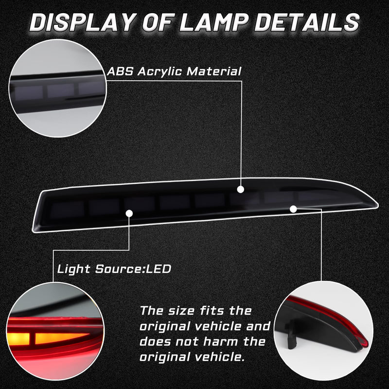 Smoked LED Rear Bumper Reflectors Fog Brake Tail Light Lamps Compatible with Chevy Camaro GEN6 2016-2024 Cadillac ATS XT5 Pontiac Turn Signal Kits (SMOKED) SMOKED