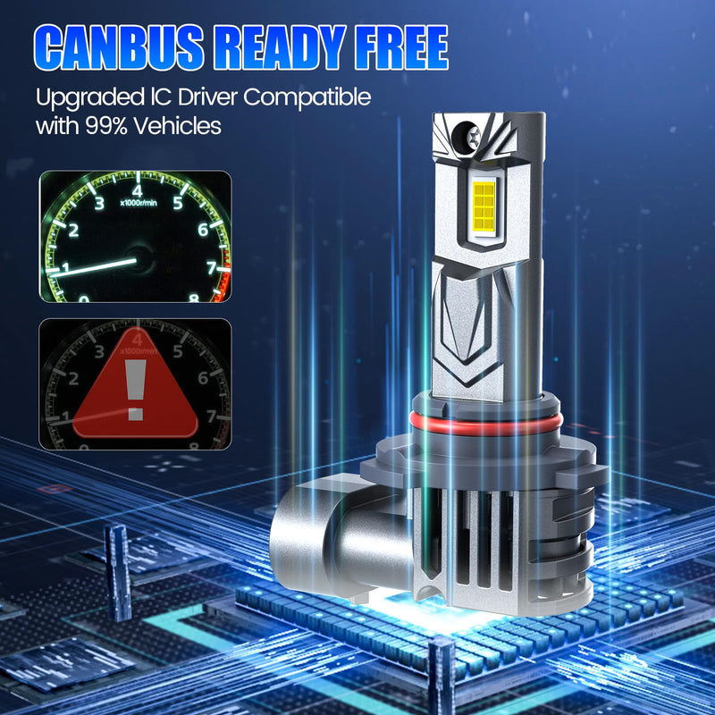 9005 9006 Bulbs Combo, 800% Brighter High Low Beam Bulbs, Real 1:1 Mini Size with Cooling Fan, Pack of 4 Cool White 9005+9006
