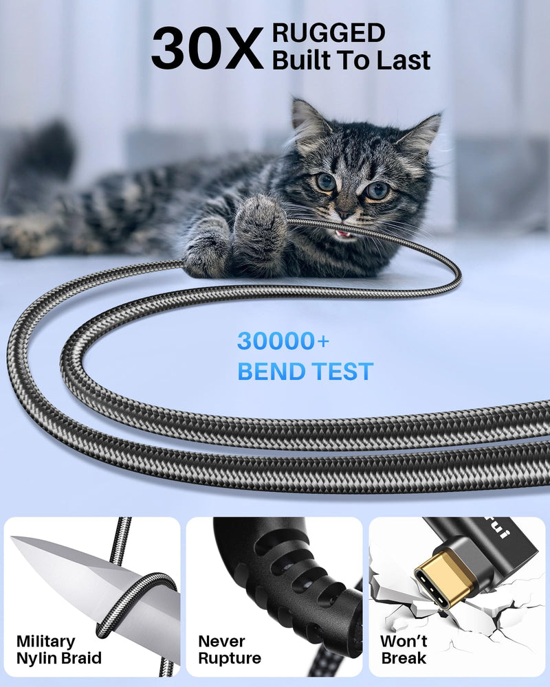 USB C Monitor Cable 8K/4K UHD Display[4FT], 40Gbps USB 4 High Speed Data Transfer Cable, Right Angle USB C for Thunderbolt 4 Cord, 240W Fast Charging for iPhone 16, MacBook Pro, KVM Switch, Samsung 4FT Black 1