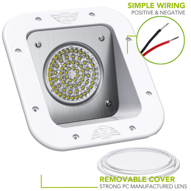 Leisure LED RV Exterior Flood Porch Utility Light - White 12v 1100 Lumen Lighting Fixture Replacement Lighting for Weekend Warrior RVs, Trailers, Campers, 5th Wheels (White)
