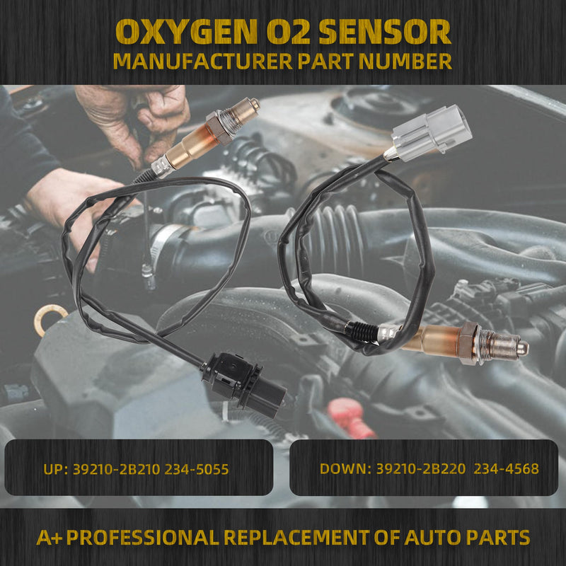 Dasbecan 2PCS Upstream & Downstream Oxygen Sensor 234-5055 234-4568 Compatible with 2012-2017 Hyundai Accent Veloster 1.6L, 2012-2018 Kia Rio, 2012-2016 Kia Soul 1.6L O2 Sensors