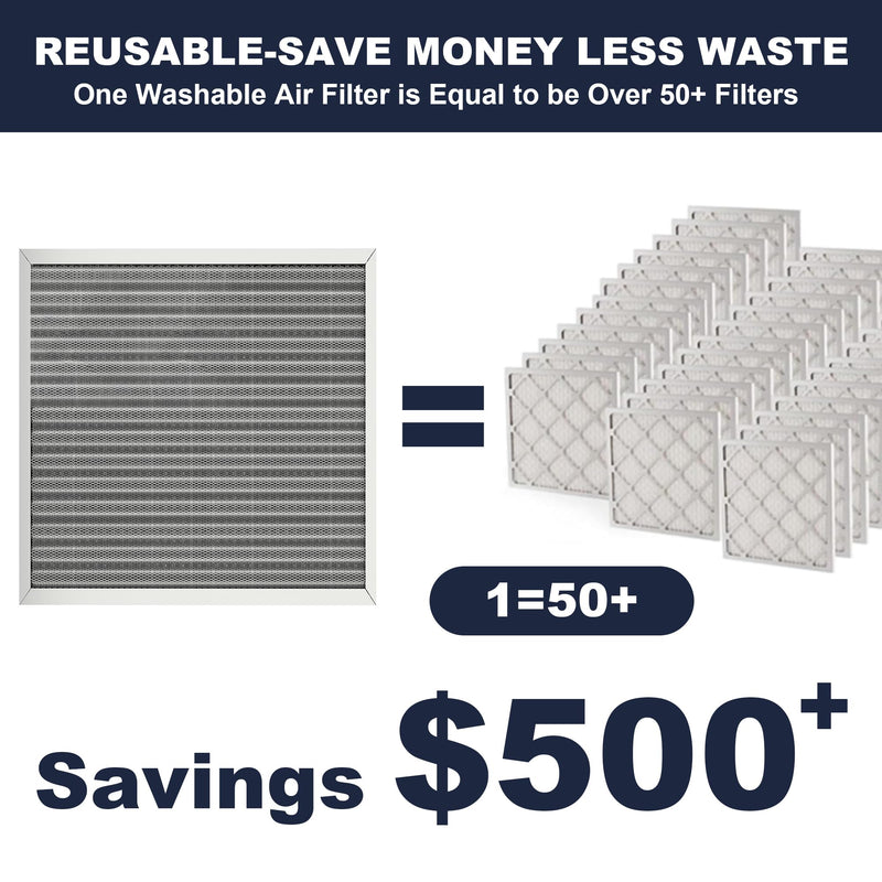 20x20x1 Reusable Air Filter, Electrostatic, Washable Lasts a Lifetime, Breathe Fresher Air in Home and Office HVAC AC Furnace Systems, Merv 8 (Actual Size: 19.75x19.75x0.82 Inch) 19.8" x 19.8" x 0.8"
