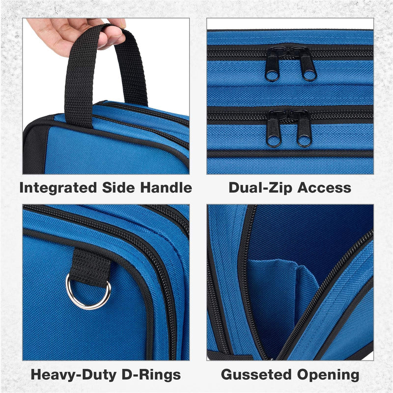 HISEA 3 Pack Small Tool Bag Set, 12 Inch Tools Pouch with 2 Pockets and Adjustable Shoulder Strap, Small Tool Organizer and Storage with Zipper for Electrican, Travel, Green Orange Blue Green, Orange, Blue 12inch