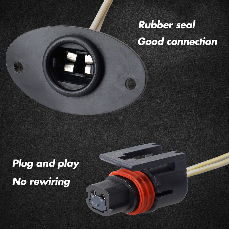 HERCOO LED License Plate Light Lens Rear Lamp Socket Wiring Harness Pigtail Black Housing Compatible with 1994 1995 1996 1997 1998 1999 2000 2001 2002 Dodge Ram 1500 2500 3500 Pickup Truck Step Bumper Black lens & wiring harness + White LED