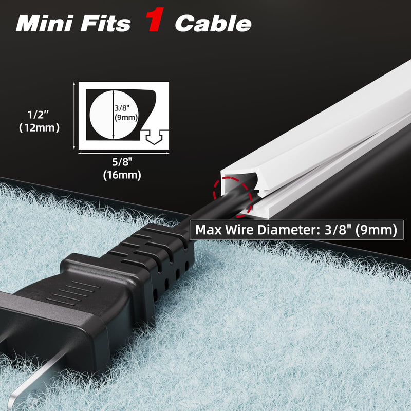 Esufeir Silicone Mini Cord Hider,Side-Opening Cord Cover for 1 Wire On Wall | Self Adhesive Flexible Cable Hider Raceway for Wall Mounted TV,Camera,Speaker Wires- Cuttable & Bendable (39''-White) White(fit 1 cable) 39 in