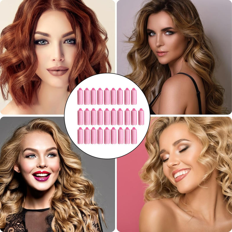 28 Pcs Foam Hair Rollers, Hair Rollers, Foam Hair Curlers, Soft Sponge Hair, Roller Foam Styling Hair, Curler Home DIY Curling Tool, DIY Hair Styling Tool Curling Iron Pink for Women Girls Kids
