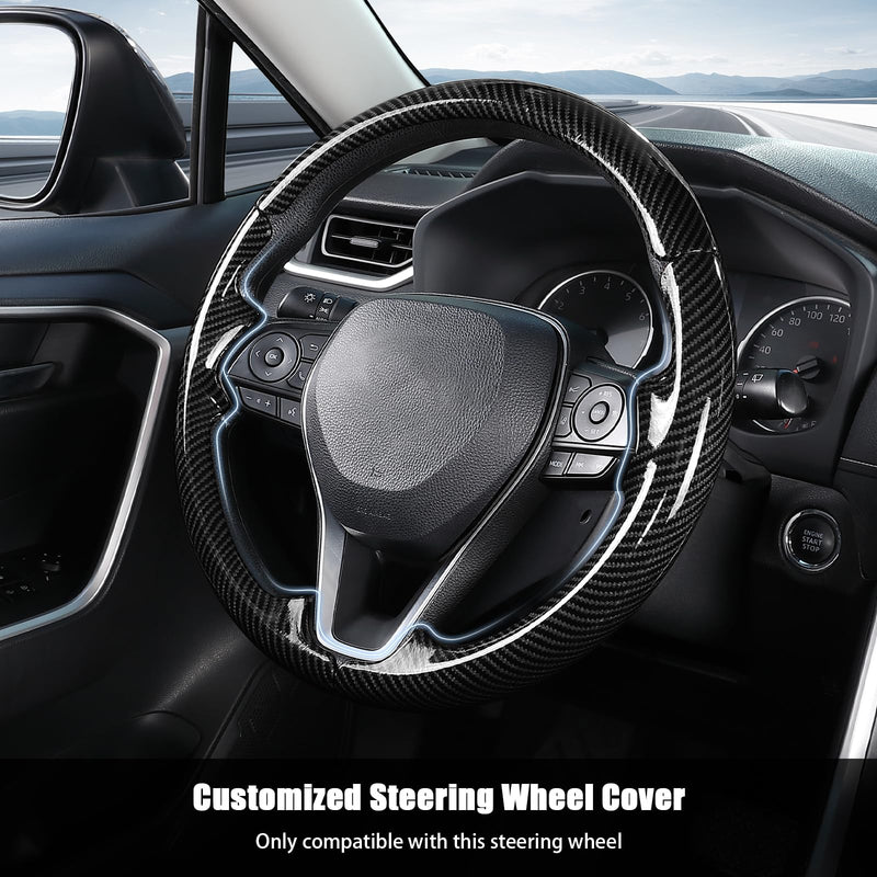 Aimato Customized Steering Wheel Cover for Toyota Camry 2018-2024/RAV4 2019-2025/Corolla 2020-2025/Avalon 2019-2022/Venza 2021-2024 Thin,Anti-Slip,Scratch-Resistant Exclusive Car Accessory for Toyota Glossy Black For Camry 2018-2024/ RAV4 2019-2025