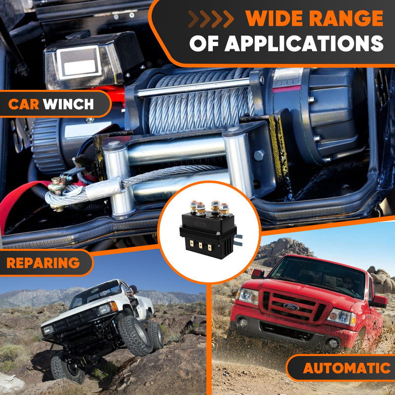 Winch Solenoid Relay Contactor, 12V 500A Winch Relay Solenoid Replacement, Compatible with Warn Polaris Honda KFI Superwinch, Fit for ATV UTV SUV 8000-15000lb Winch Control