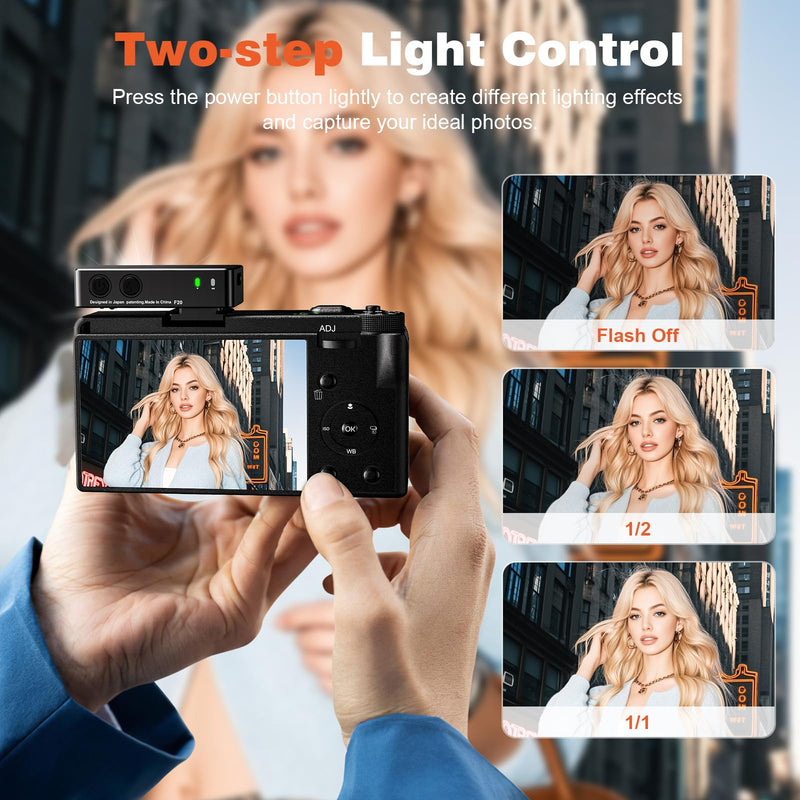 MEDALight F20 Mini Camera Flash for GR IV,Aluminum Hot Shoe Speedlite Compatible for RICOH GR IV/GR 3/GR 3X,6200K,2 Power Levels Portable Manual Flash(Black). Black